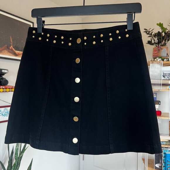 Jack by BB DAKOTA Black Denim Mini Skirt - Size 6 - Picture 1 of 7